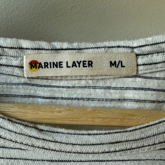 MARINE LAYER T Shirt Saddle Hem Striped Pocket Tee Casual Basic Men's M L - Picture 2 of 7